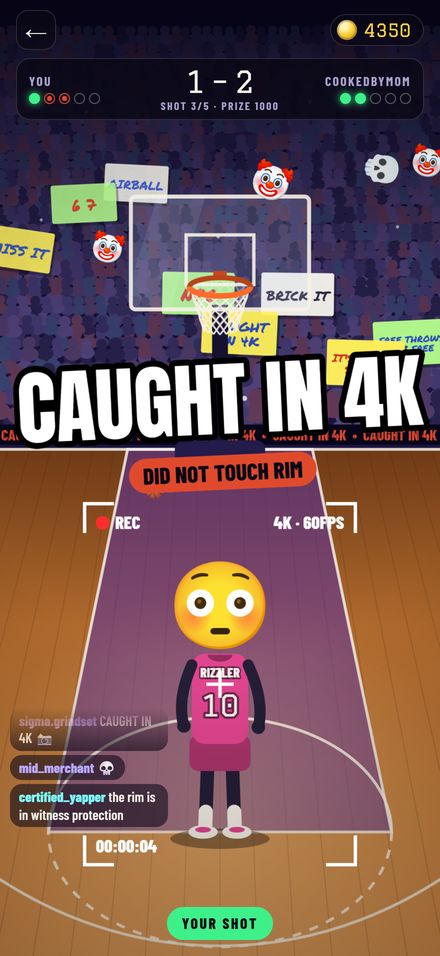 An airball, caught in 4K